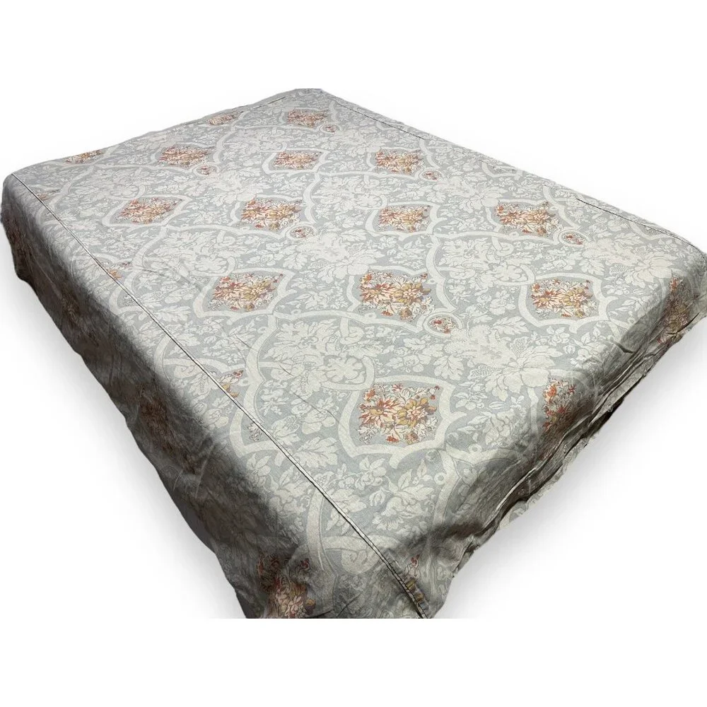 Pottery Barn Camilla Beige Linen Cotton Floral Medallion Full/Queen Duvet Cover